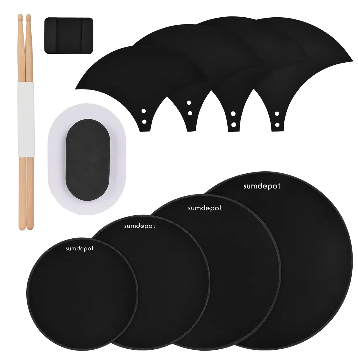 Drum Mute Pads 11 Stück mit Beckenpolster und Hi Hats Set Pad, Foam Drum Schalldämpfer Pads, passend für 25,4 cm, 30,5 cm, 35,6 cm, 40,6 cm