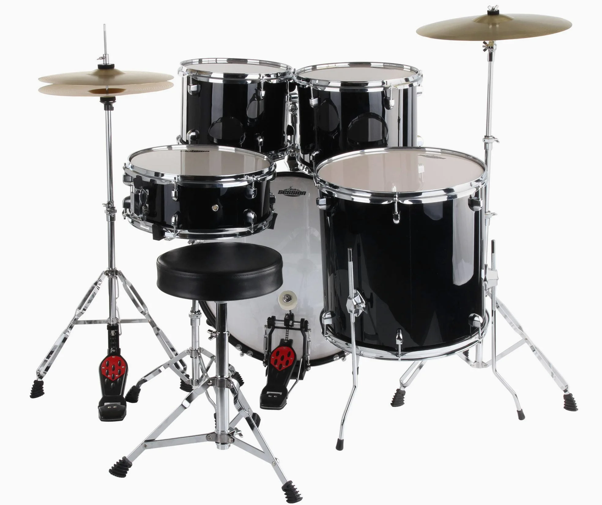 XDrum Semi 22" Standard Schlagzeug Midnight Black - 22" BD, 12" TT, 13" TT, 16" FT, 14" SD - inkl. Schule - Schwarz