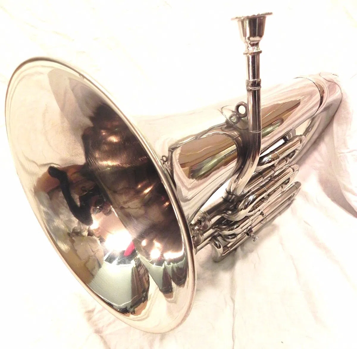 Euphonium Silber Chrom Polish 3 Ventil Euphonium & Mund Stück mit Tragetasche by sonorous