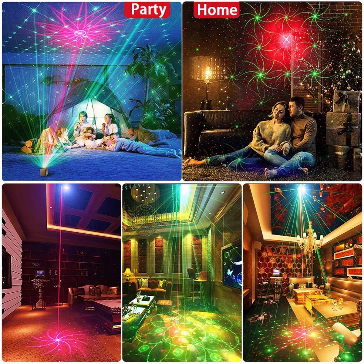Discolicht Partylicht,Katomi Mini Party Deko licht,mit 2M USB-Stromkabel,240 Verschiedene Muster,Musikgesteuert Stroboskop mit Fernbedienung für Kindergeburtstag,Familientreffen,Weihnachtsfeier