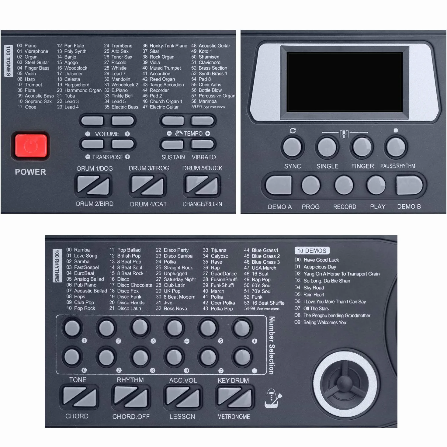 Kinder home-keyboards mit begleitautomatik, 61 Tasten Keyboard Piano mit Mikrofon für Anfänger Jungen Mädchen, elektrisches klavier e Pianos, Schwarz HEP-612S