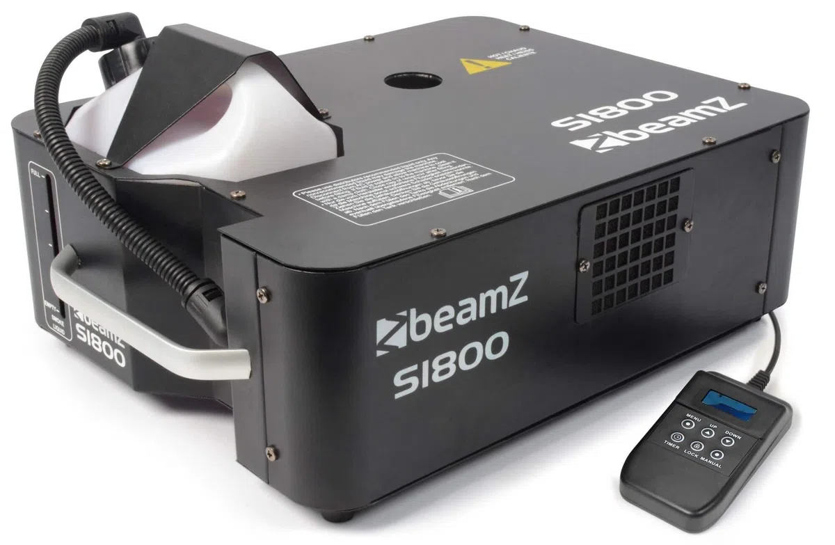 BeamZ S1800 DMX Nebelmaschine 2in1 - Vertikal & Horizontal mit 5 Liter Nebelfluid, 1800 Watt Rauchmaschine, Party Nebel für professionelle Shows, Smoke Machine für Hochzeiten, DJs, und Partys