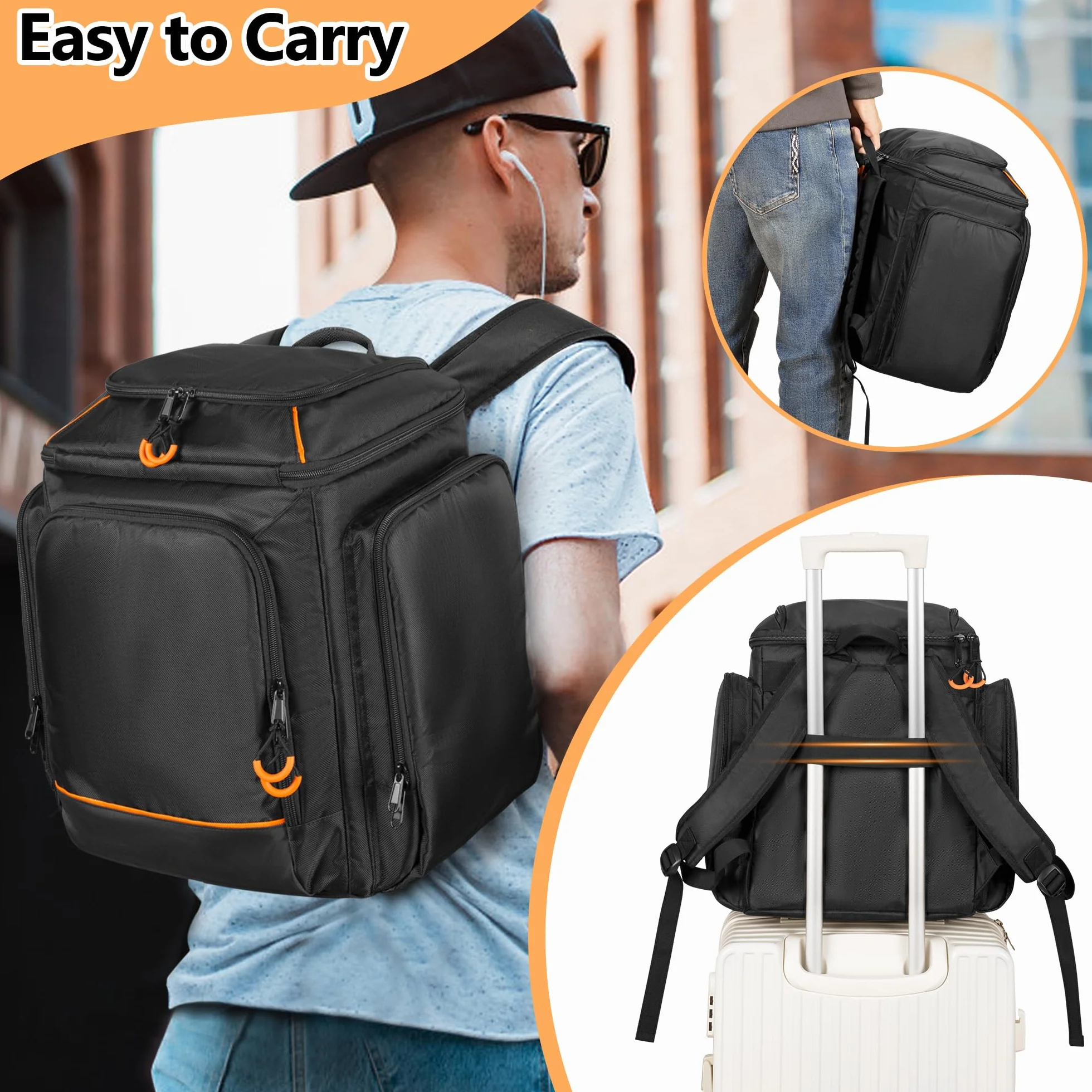 CURMIO Reisetragetasche Kompatibel mit Bose S1 Pro+, Bluetooth-Lautsprecher-Rucksack mit Schultergurten und Zubehörtaschen für Mikrofon, Ladegerät, Kabel, Schwarz