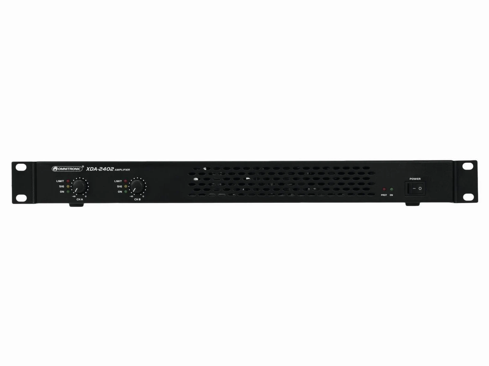 Omnitronic XDA-2402 Class-D-Verstärker | Stereo-PA-Verstärker mit Schaltnetzteil, 2 x 1200 W / 4 Ohm, 2 x 880 W / 8 Ohm | Geringes Gewicht und Bauhöhe durch integriertes Schaltnetzteil