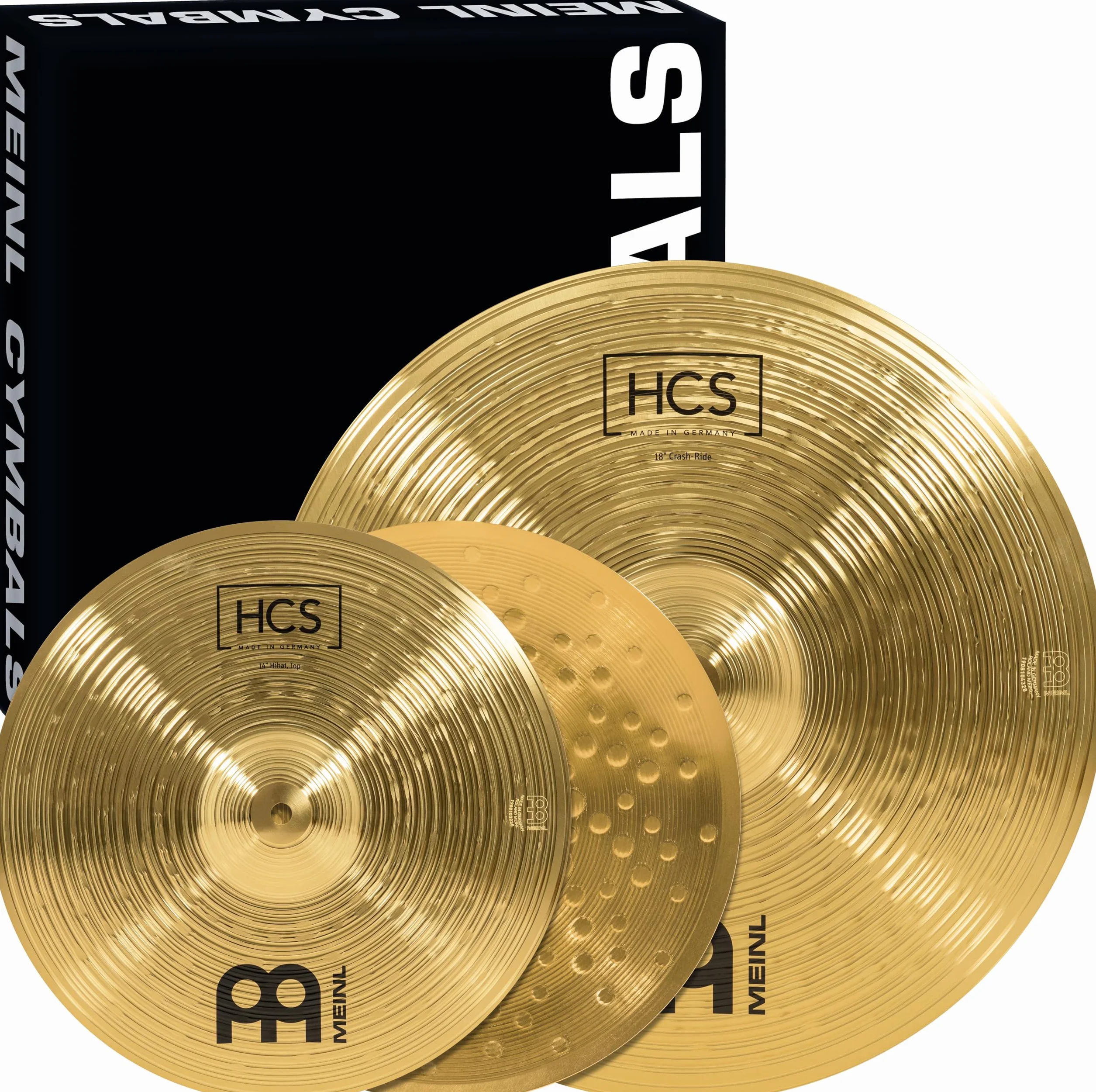 Meinl Cymbals Beckenset HCS Basic — mit 14 Zoll Hihat, 18 Crash-Ride Schlagzeug Becken - Messing, Traditionelles Finish (HCS1418)