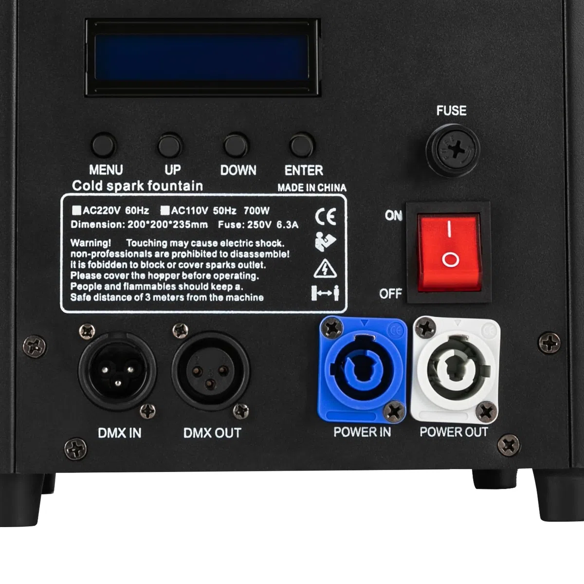 Pyrotechnikmaschinen 700W Tragbares Funkenmaschine Kalte Funken Maschine mit Kabellose Fernsteuerung Einstellbare Injektionshöhe vier Kontrollleuchten DMX