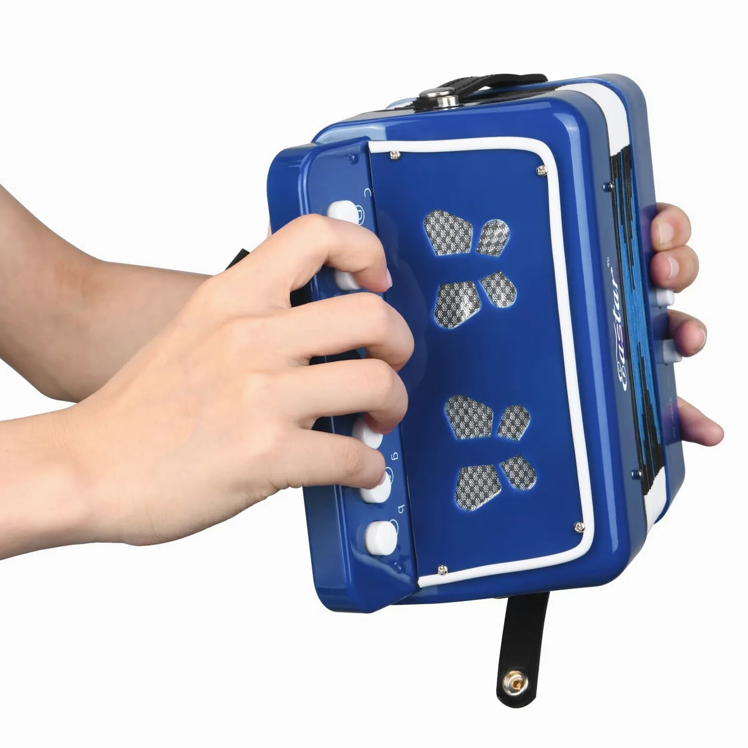 Eastar Akkordeon 10 Tasten Knopf Pädagogisches Musikinstrument für Kinder, Voll Funktionsfähiges Leichtes Ziehharmonika, Auswahl an Geschenken zum Kindertag, Blau
