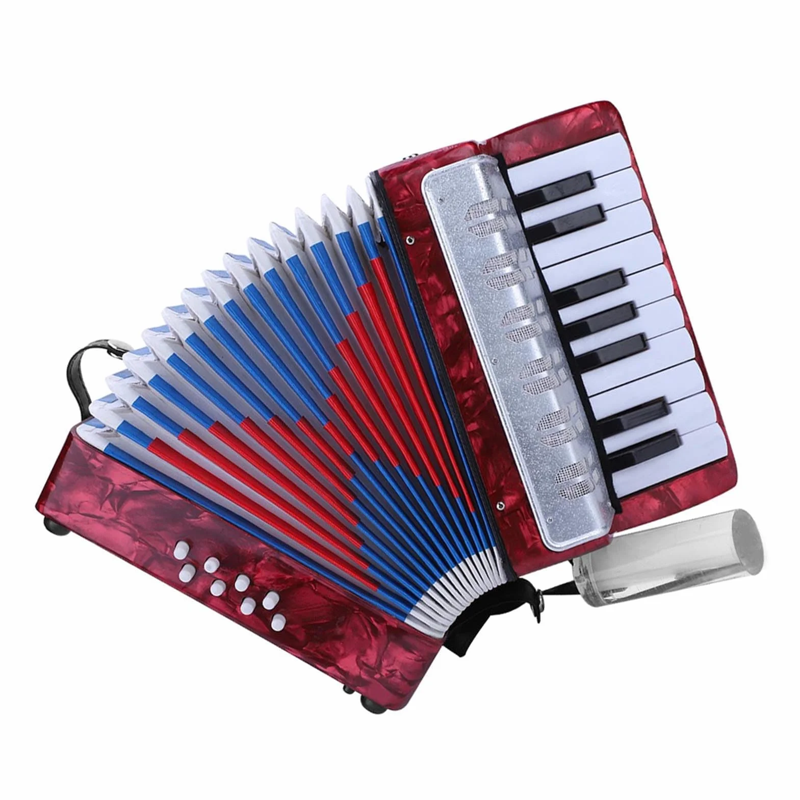 17 Tasten 8 Bässe Akkordeon Für Anfänger Erwachsene Und Kinder Aus ABS Mit Zelluloiddekor Tragbar Mit Verstellbarem Riemen In 4 Farben