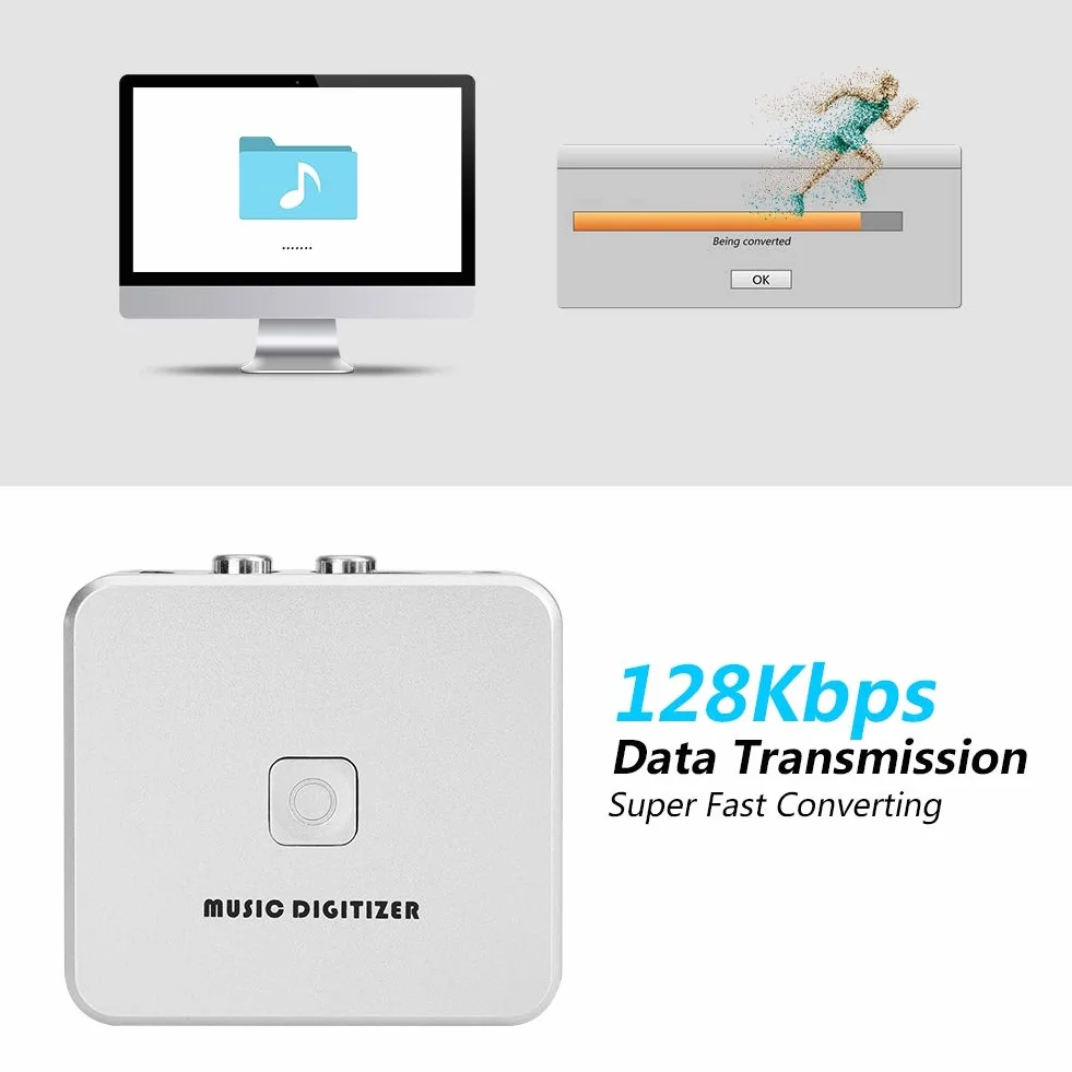 Tangxi MP3-Musik-Digitalisierer CD-Recorder, 3,5 mm Audio & Cinch L R MP3-Recorder-Konverter, 128 Kbps Bitrate Musik-Audio-Aufnahmegerät mit Fernbedienung (unterstützt U-Disk/SD-Karte)