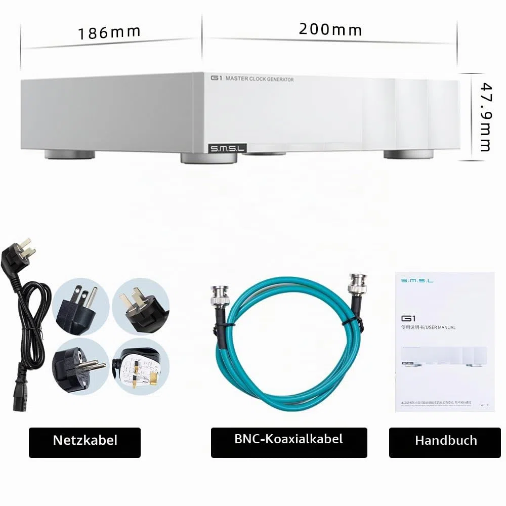 SMSL G1 HiFi Audio Externe Master Uhr, hochpräzises OCXO, Mehrk-Laufwerk + lineares Netzteil, verbessert die Klangqualität für CD-Player/Player/Decoder, kompatibel mit T2/D2R/P2/PL200T/D200/PA200