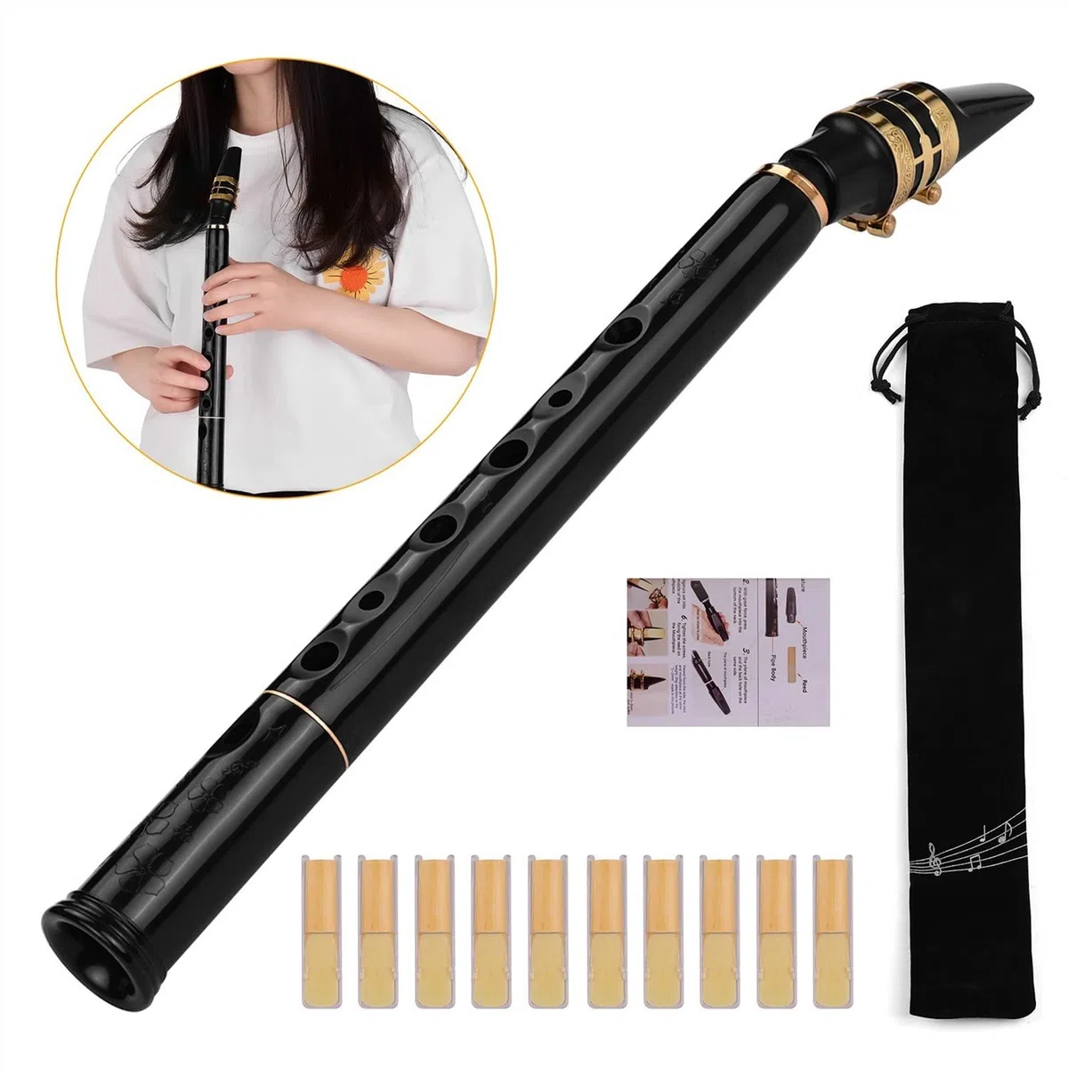 Pocket Sax Mini Tragbares Saxophon mit Tragetasche Windinstrument Schwarz