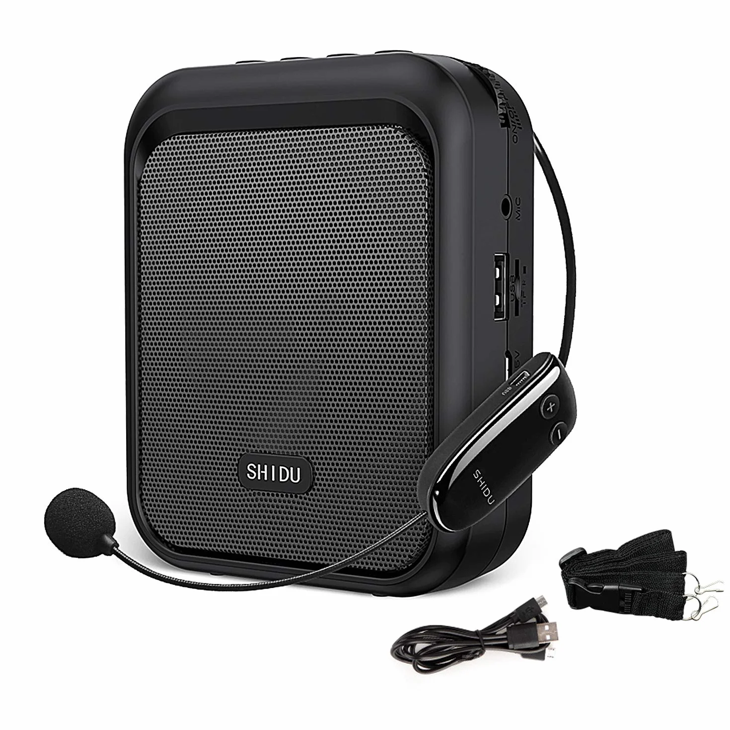 SHIDU Sprachverstärker Tragbarer Bluetooth Lautsprecher mit drahtlosem UHF Mikrofon Headset 10W 1800mAh PA-System Unterstützt Audio im MP3-Format für Lehrer, Taxifahrer, Trainer, Training, Reiseleiter