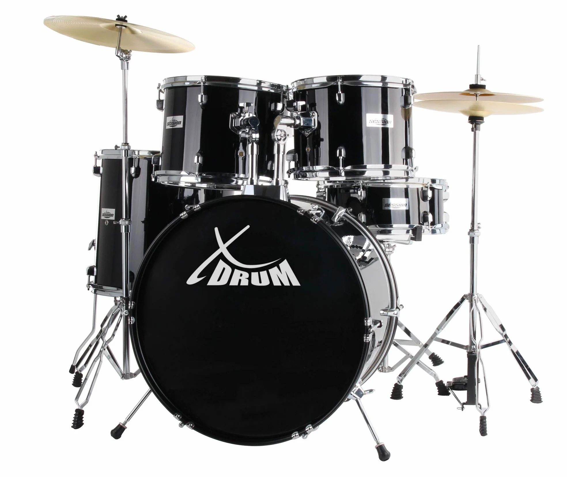XDrum Semi 22" Standard Schlagzeug Midnight Black - 22" BD, 12" TT, 13" TT, 16" FT, 14" SD - inkl. Schule - Schwarz