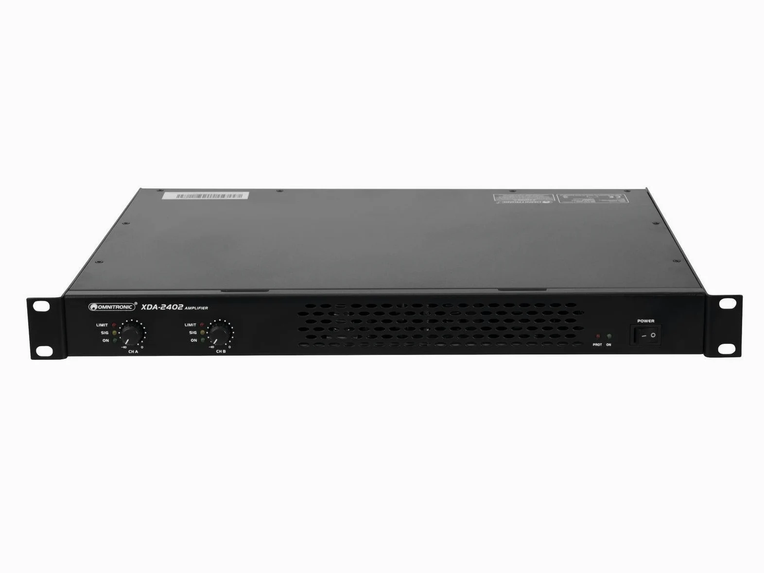 Omnitronic XDA-2402 Class-D-Verstärker | Stereo-PA-Verstärker mit Schaltnetzteil, 2 x 1200 W / 4 Ohm, 2 x 880 W / 8 Ohm | Geringes Gewicht und Bauhöhe durch integriertes Schaltnetzteil