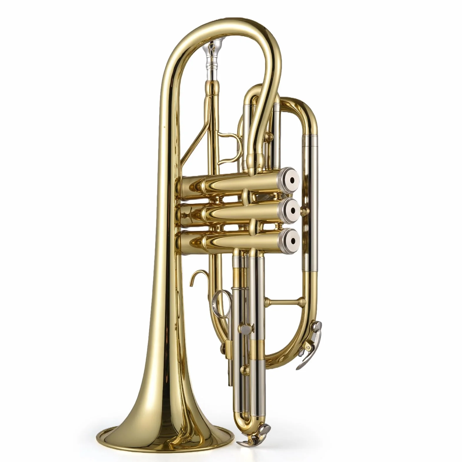 Btuty Bb-Kornett, Messing, Ventile Edelstahl, mit einem multifunktionalen Hartschalenkoffer, Handschuhen, Reinigungstuch, Bürsten, Ideal für Schüler und Anfänger, Gold/Silber