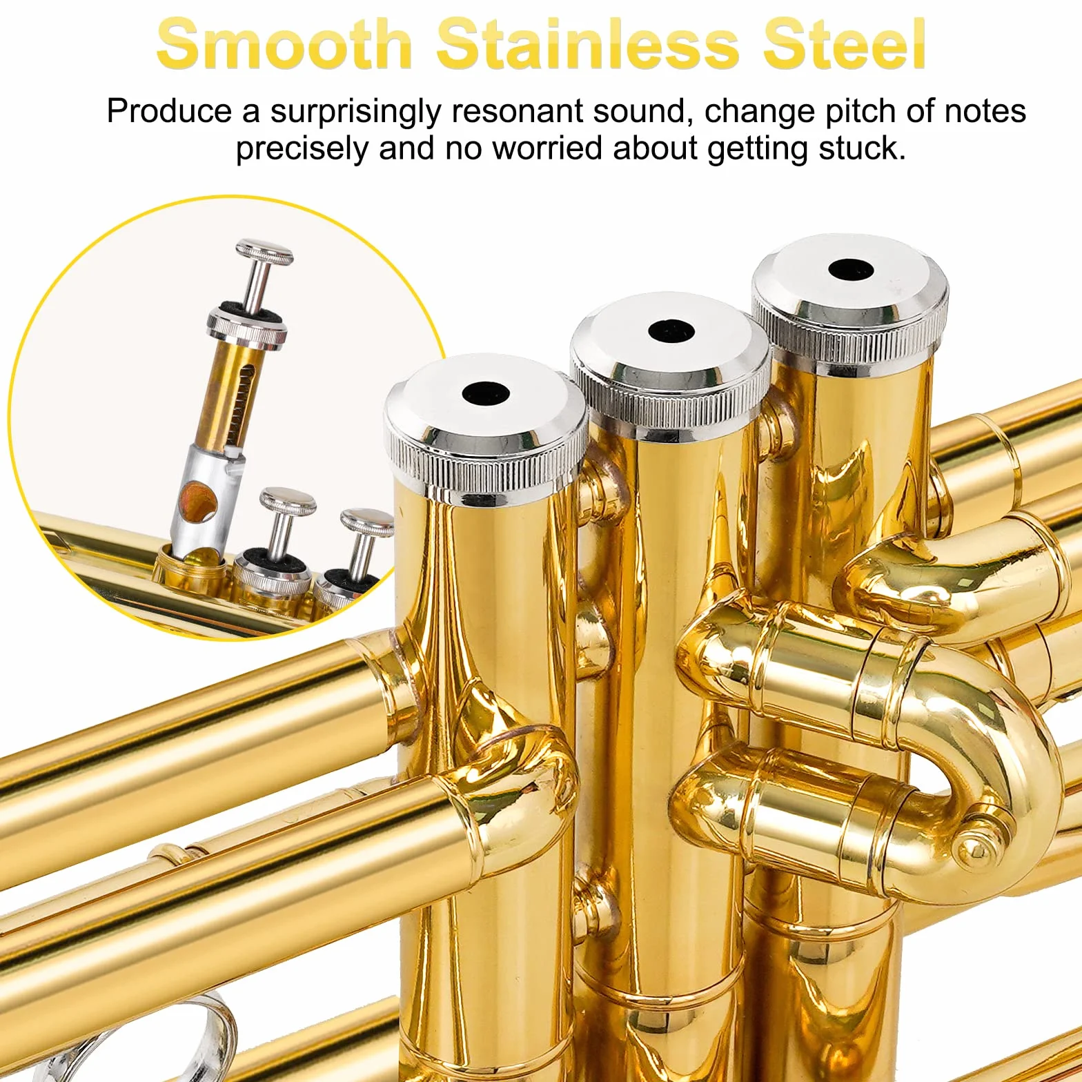 Vangoa Bb Trompete Set, Gold Standard Messingtrompete für Anfänger mit 7C Mundstück