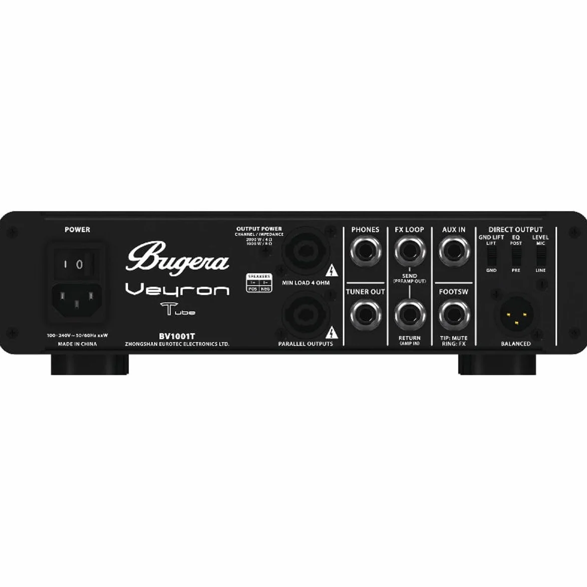 Bugera VEYRON TUBE BV1001T Ultrakompakter 2.000-Watt-Class-D-Bassverstärker mit Röhrenvorverstärker, optischem Kompressor und DYNAMIZER-Technologie