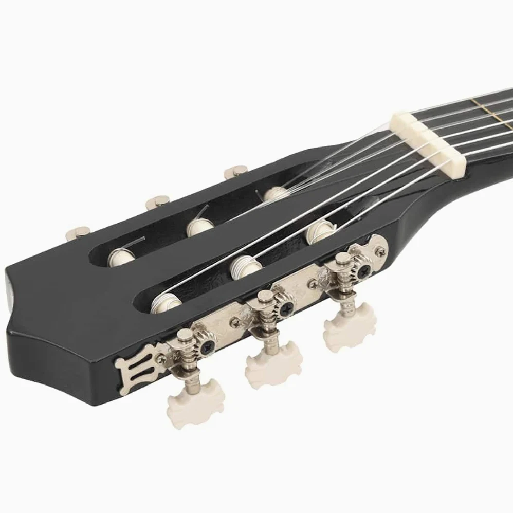 vidaXL 12-tlg Westerngitarre Set 38" Schwarz Akustische Gitarre 6 Saiten