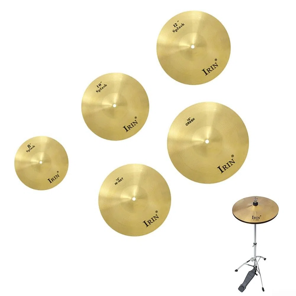 Drum Becken Pack,Drum Brass Becken Percussion Splash Crash Hi-Hat Becken für Schlagzeug Set Traditionelles Finish Messing, 2450927453
