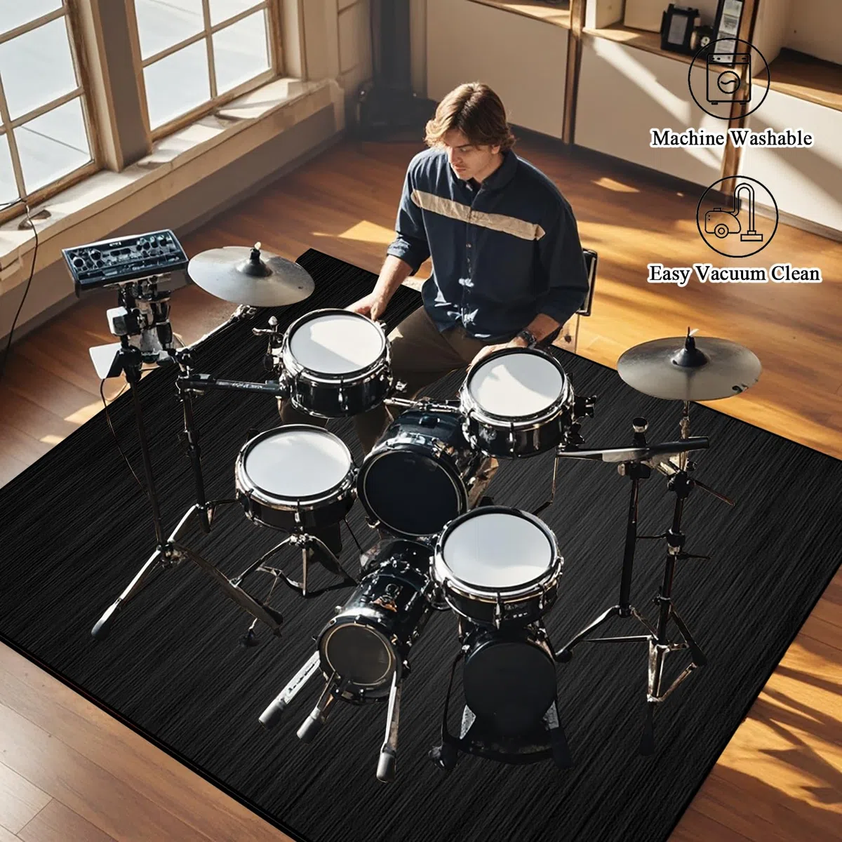 Elektronisch Schlagzeug Teppich Snare Drum Rug - Schallschutz Teppich - Schallschutzmatte - Drum-Teppich - rutschfeste Trommelmatte - Schalldicht Teppiche 180 x 160 cm