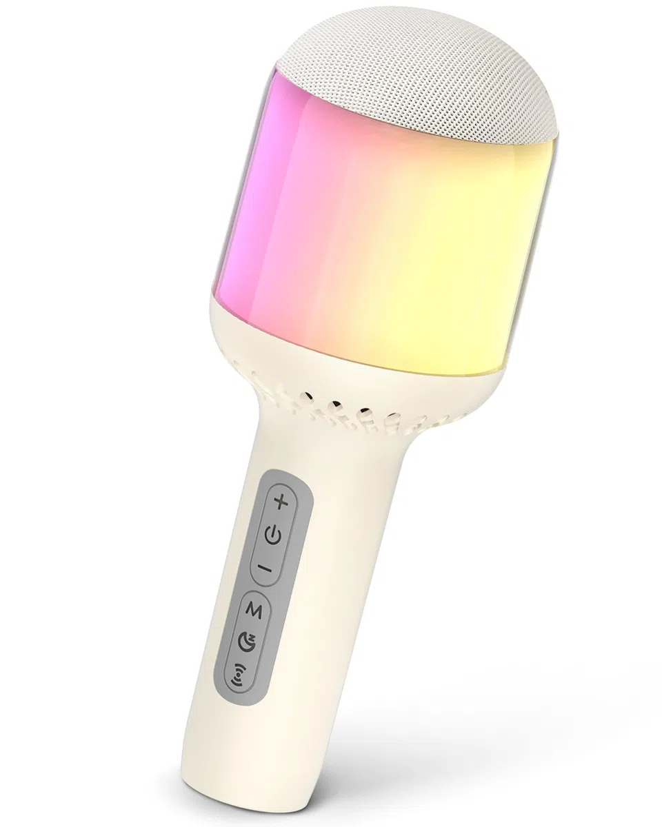Karaoke Mikrofon Kinder, Karaoke Kinder mikrofon zum Singen, Drahtloses Bluetooth Mikrofon Karaoke mit LED Licht, 6 Soundmodi, 10H Akku, Kompatibel mit Android/iPhone, Für Party/Haus/Geburtstag