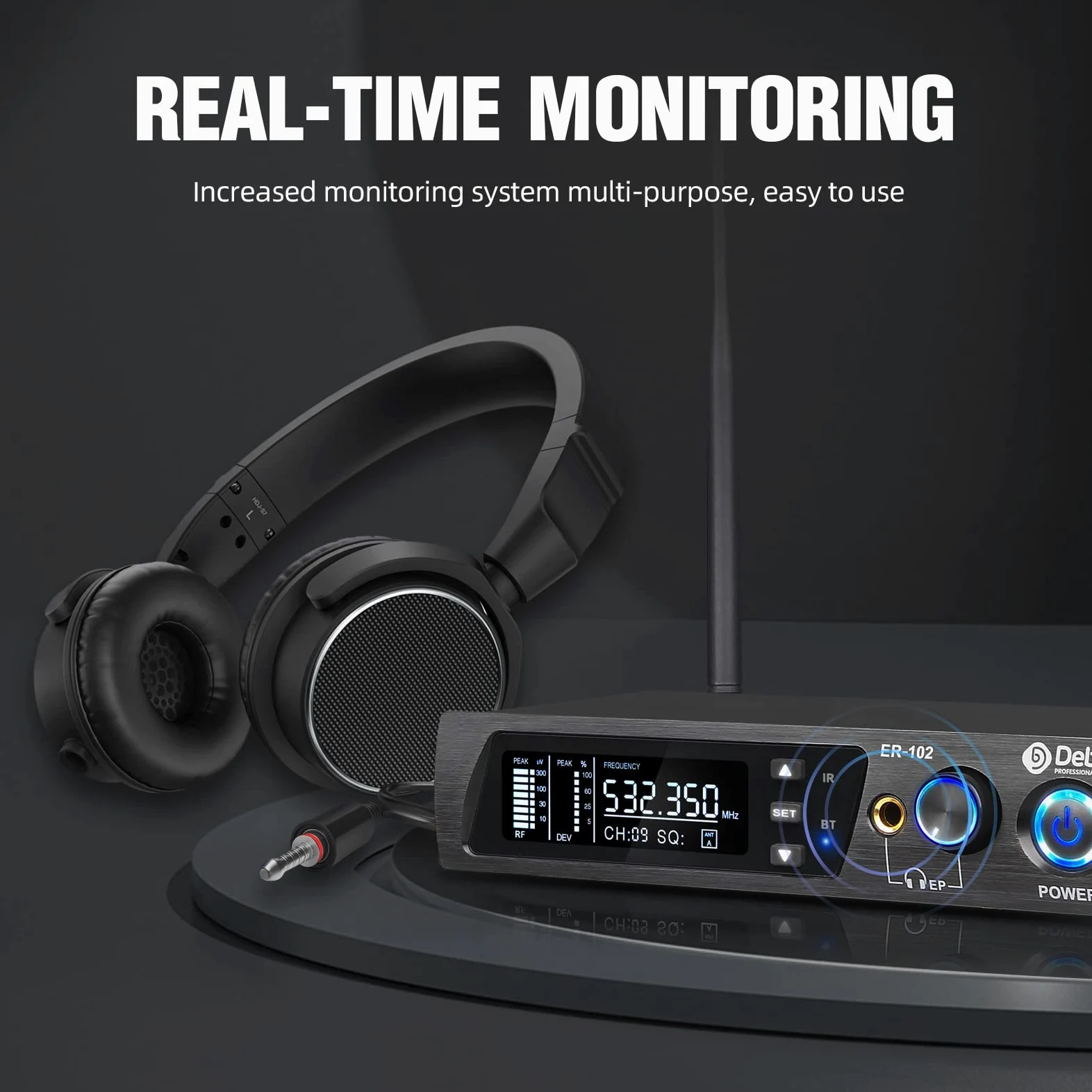 D Debra ER-102 UHF Single Channel Wireless In-Ear-Monitorsystem mit Sender und Empfänger für Bühne, Aufnahmestudio, Musiker, Monitoring (1 Bodypack with Transmitter)