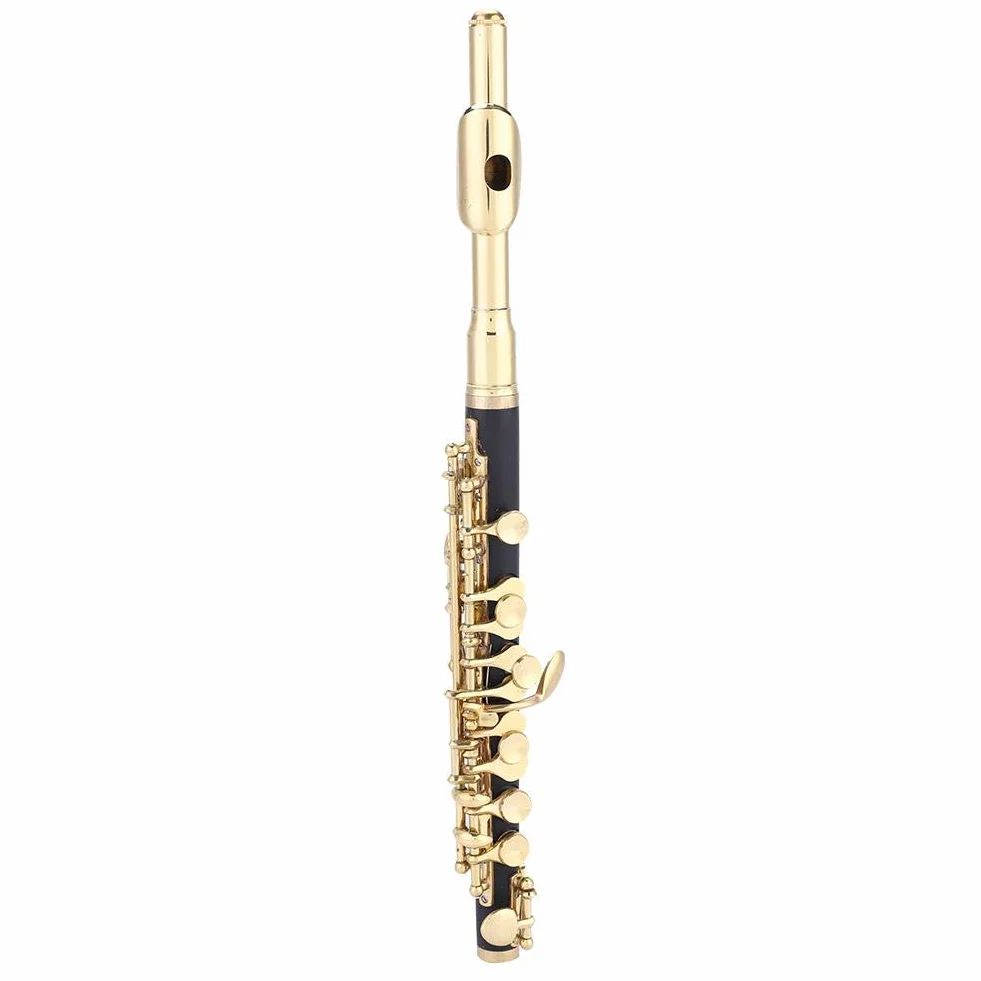 piccolo flöte C-Tonart, Huairdum Piccolo-Set mit gepolsterter Flöte in halber Größe für Kinder und Erwachsene, Anfänger und Musiker(Golden)