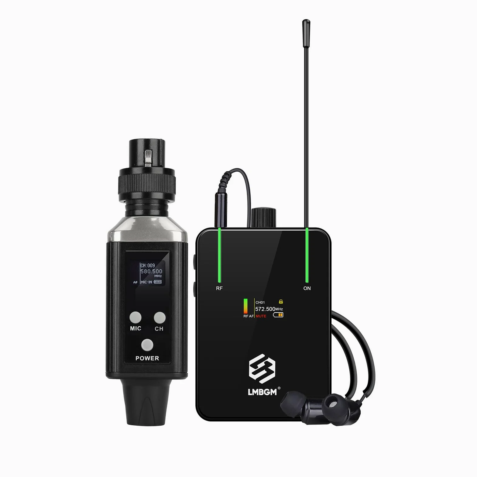 AR9 UHF Mono Wireless In Ear Monitor System Transmitter & Beltpack Receiver for Studio, Band Rehearsal & Live Performance (AR9 Pro-1)