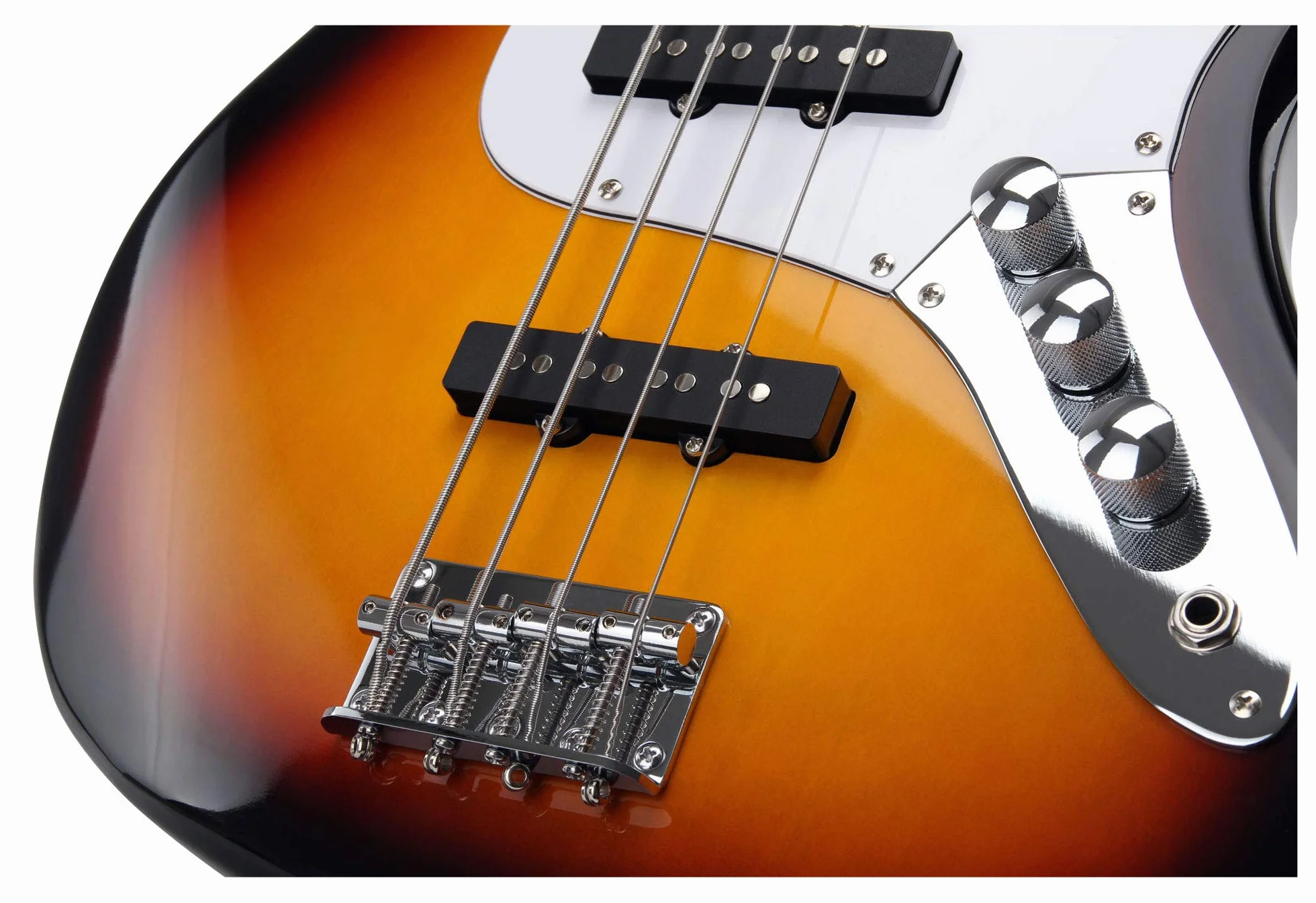 Rocktile Fatboy II SB E-Bass Sunburst - Jazz-Style E-Bass - 2 Single Coil Tonabnehmer - Korpus: Linde - Griffbrett: Palisander - Mensur: 34" Longscale - Sunburst