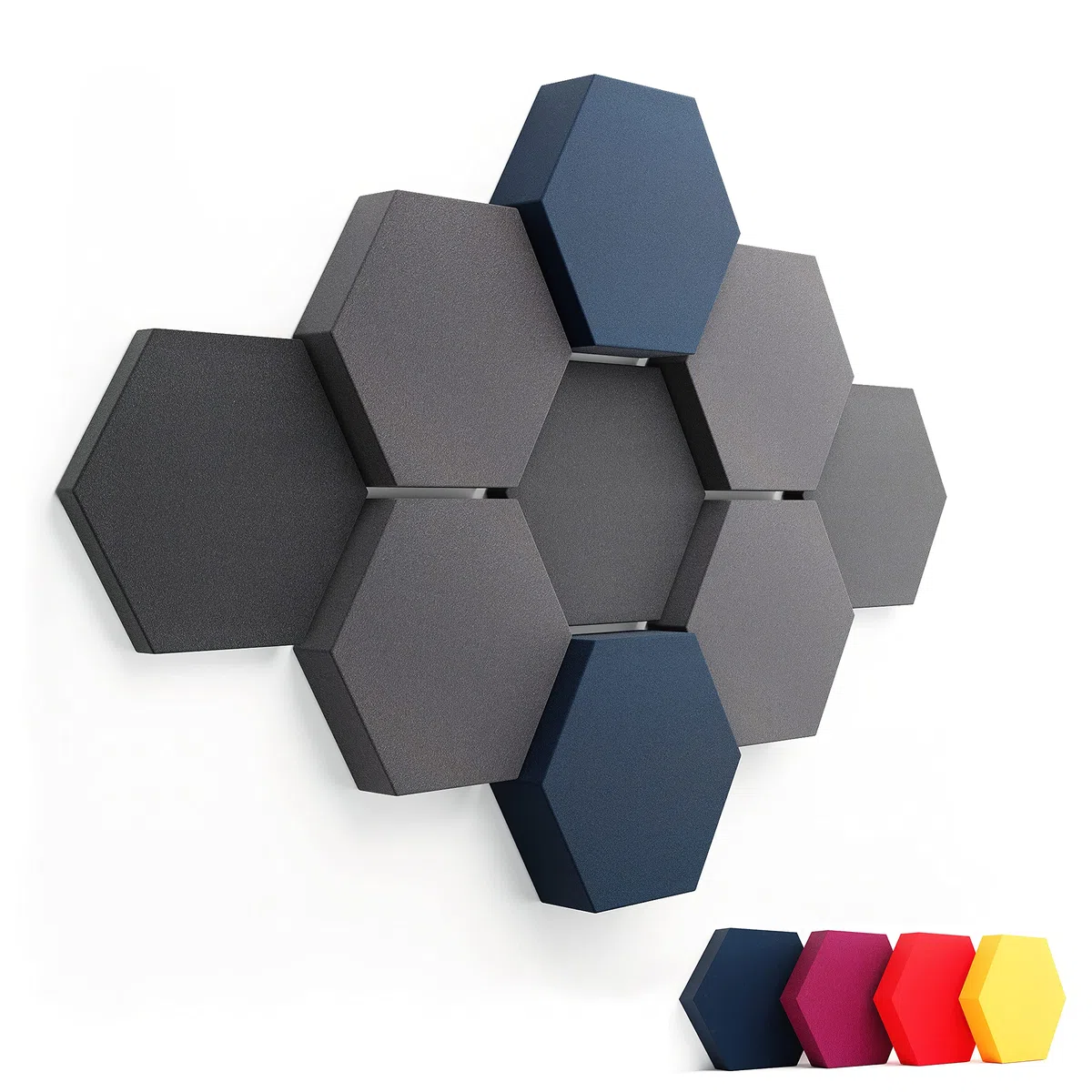 Schallabsorber Akustikpaneele [9 Stk.] für spürbar reduzierte Geräusche I Modernes Akustikbild aus Hexagon Akustikplatten I Unbedenkliche Wand Paneele hergestellt in der EU I 3D Panels