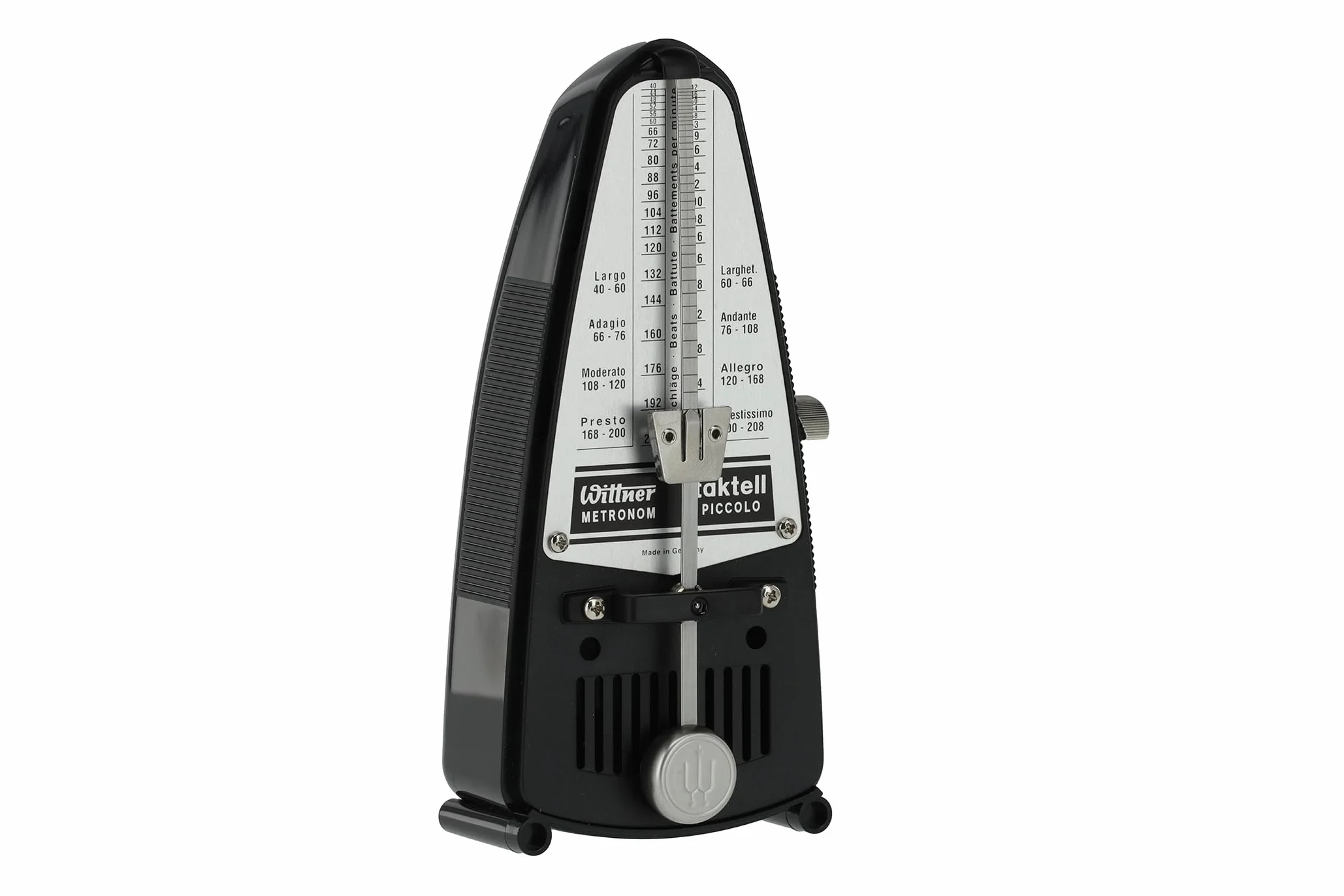 Wittner Metronom Taktell Piccolo Serie 830 - Kunststoffgehäuse - Ohne Glocke - Schwarz - Mechanisch zum Aufziehen - Keine Batterien erforderlich - Made in Germany