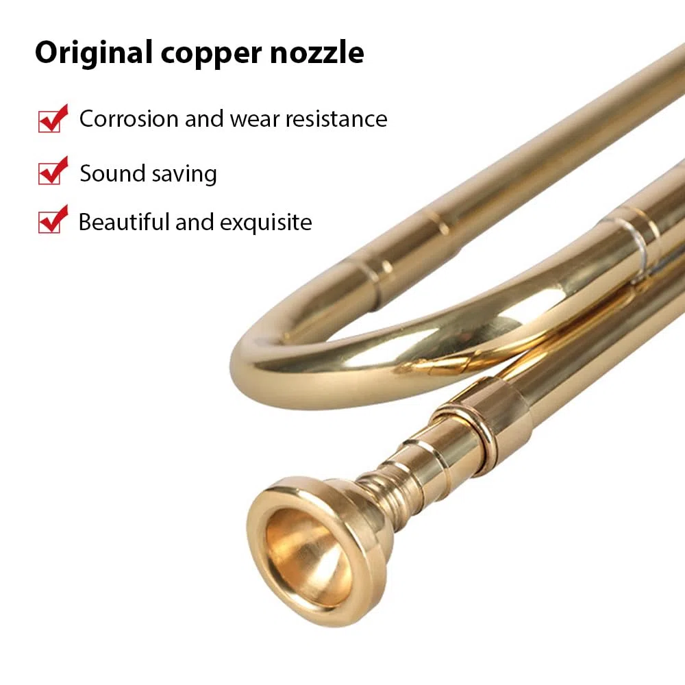 Btuty Trompete, Messingmaterial mit Ausguss, für Schulband/Militär-Orchester, für Anfänger/Studenten/Berufstätige, Militär-Signalhorn-Trompete, Kavallerie Trompete Instrument Bugle Horn