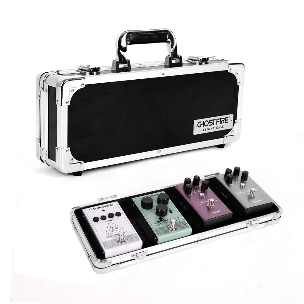 Ghost Fire Gitarren-Multieffekt-Pedalkoffer, 42,9 x 14 x 7,1 cm, mit Pedal-Montageband, stabiles Verriegelungsaluminium, T-Serie T-EC4