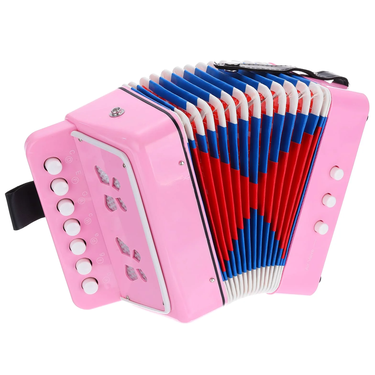 QUARKZMAN Knopfakkordeon 10 Tasten Ziehharmonika Mini Musikinstrument Geschenke für Erwachsene Anfänger Bildung, Hellrosa