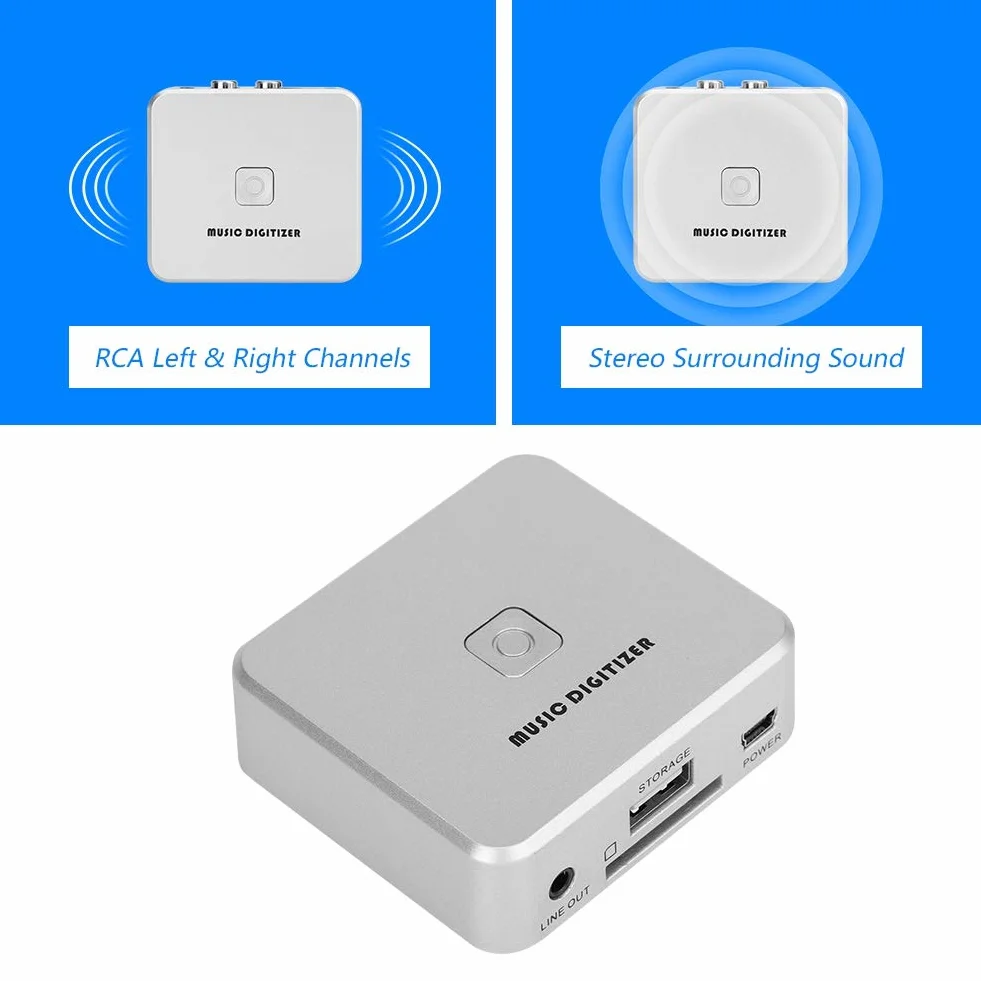 Tangxi MP3-Musik-Digitalisierer CD-Recorder, 3,5 mm Audio & Cinch L R MP3-Recorder-Konverter, 128 Kbps Bitrate Musik-Audio-Aufnahmegerät mit Fernbedienung (unterstützt U-Disk/SD-Karte)