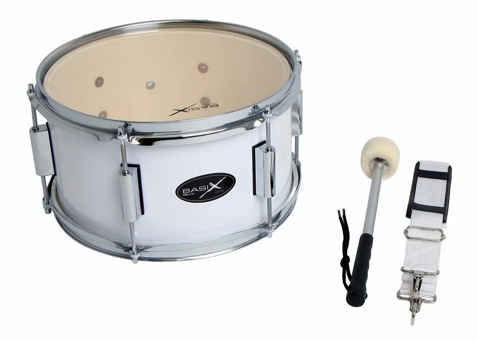 GEWA Marching Tenordrum, Marschtrommel 14 x 10", Holzkessel weiß, inkl. Trageriemen und Schlägel