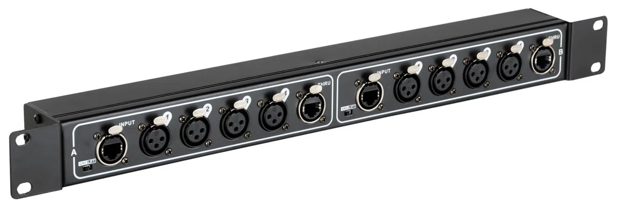 Pronomic NetCore SR-3F Multicore-Rackbox F/F Dual - RRackeinheit mit 2x 4 XLR-Buchsen (female) und 4x RJ45 Buchse - zur Übertragung analoger oder digitaler Signale über Netzwerkkabel