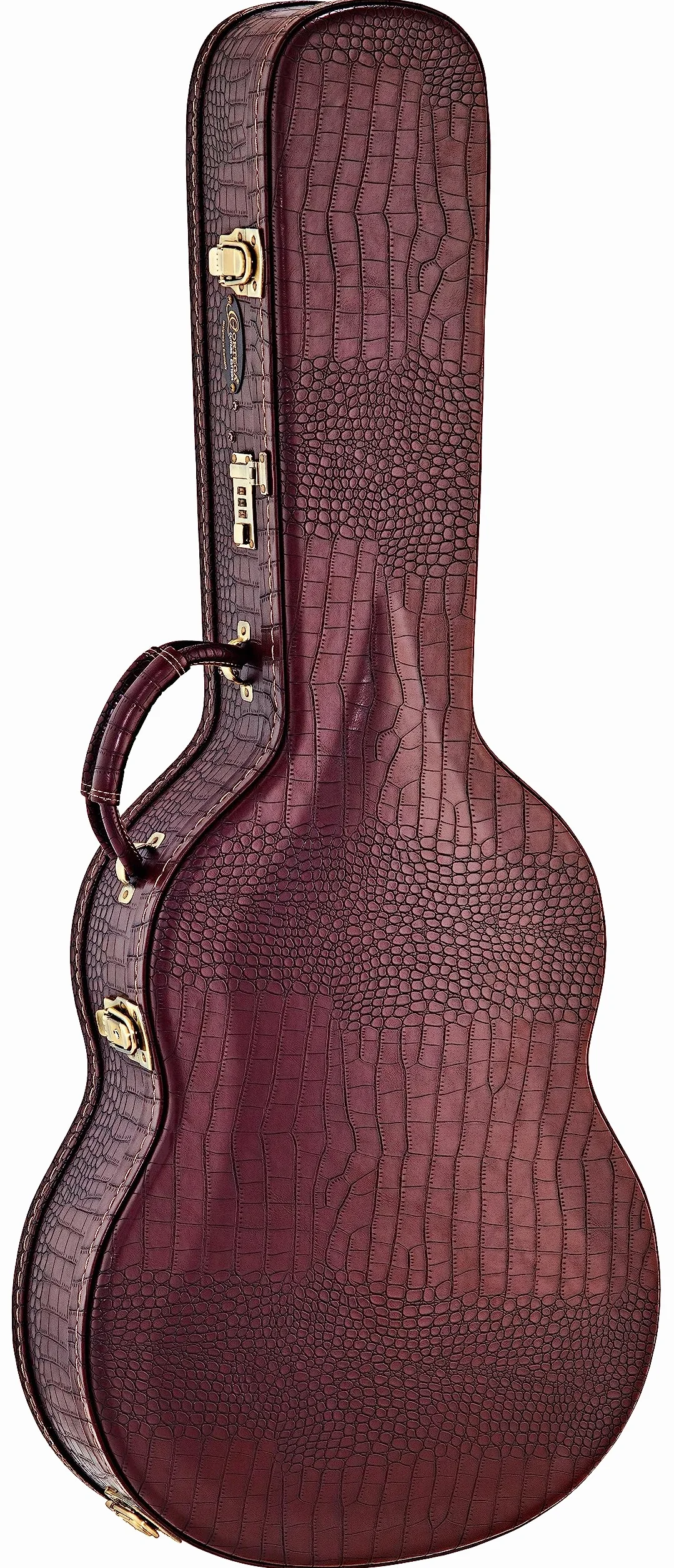 Ortega Guitars Pro Guitar Hardcase - Tasche für Klassische Gitarre - Kroko Optik - Höhe 103 cm - Vinyl, Braun (OCCPRO)