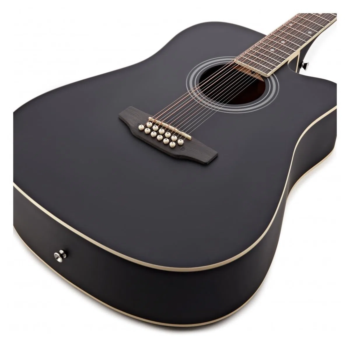 Dreadnought 12-saitige Akustikgitarre von Gear4music schwarz