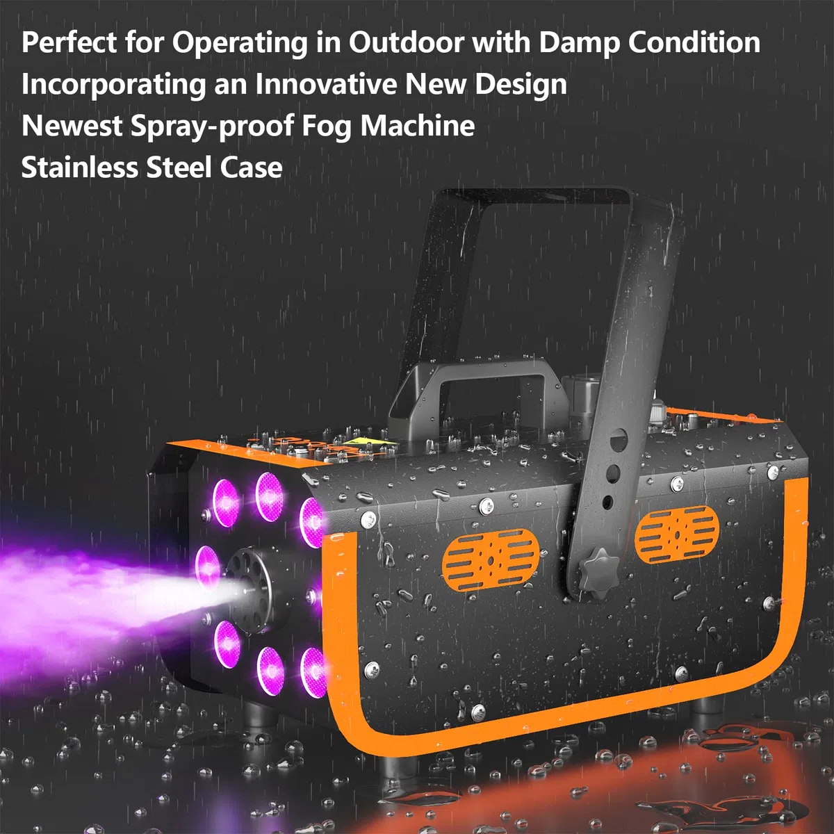 Nebelmaschine, HAKUTA wasserdichte Nebelmaschine 500W mit 2300 CFM Nebelausstoß und 2 Fernbedienungen, 8 LED Lichter mit Fade-, Blitz-, Smooth- und Strobe-Effekt für Party, Hochzeit, Halloween usw