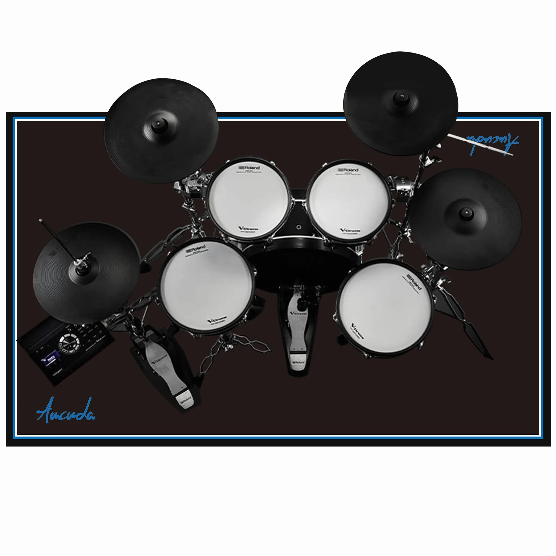 Aucuda Schlagzeugteppich 120x140cm rutschfest Schalldicht Drum Teppich Matte Schwarz