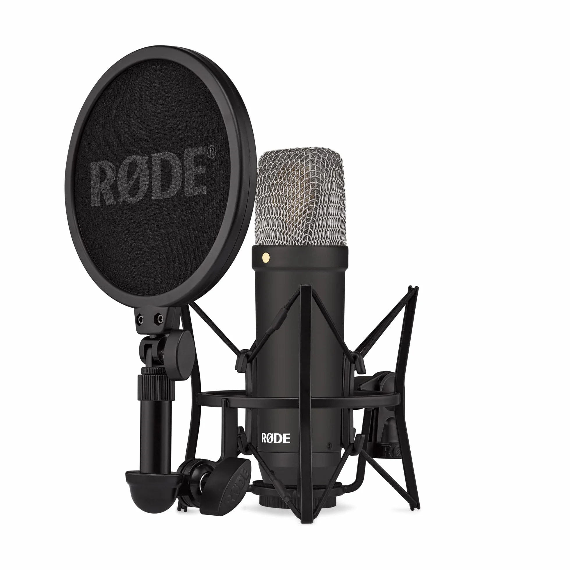RØDE NT1 Signature Series Großmembrankondensatormikrofon mit Schockhalterung, Popschutz und XLR-Kabel für Musikproduktion, Gesangsaufnahmen, Streaming und Podcasting (Schwarz)