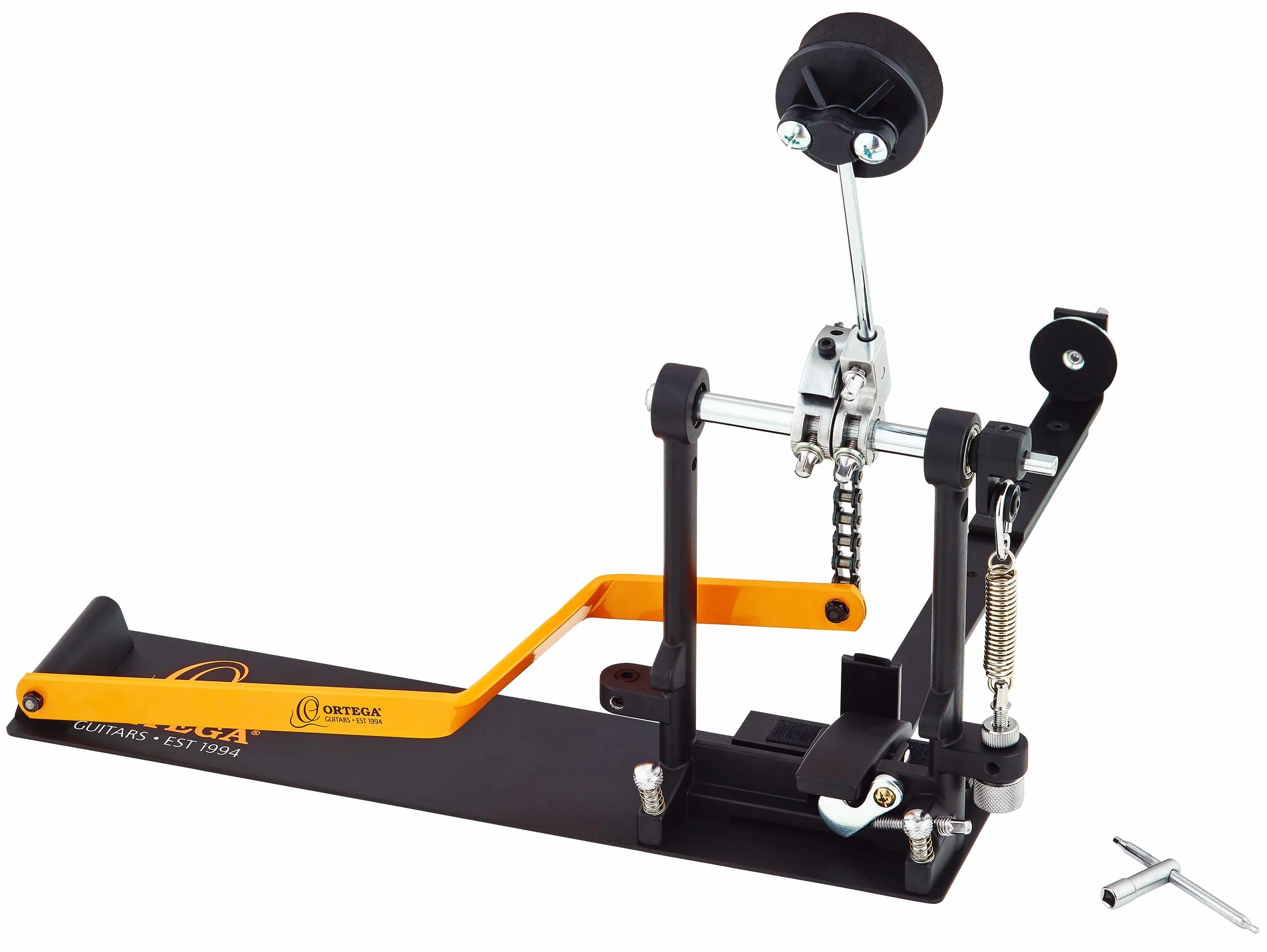 Ortega Guitars Cajon Pedal Rechts - Percussion Series - Metall Pedal mit Schaumstoffschlägel für Trommelkiste - Inklusive Tasche und Drum Key (OCJP-GB)