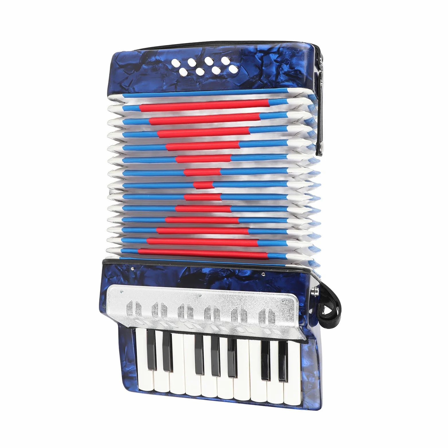 Piano Accordion 17 Key 8 Bass Beginner Handheld Musical Instrument for Kids Children Students Beginners Learning Teaching Music Education