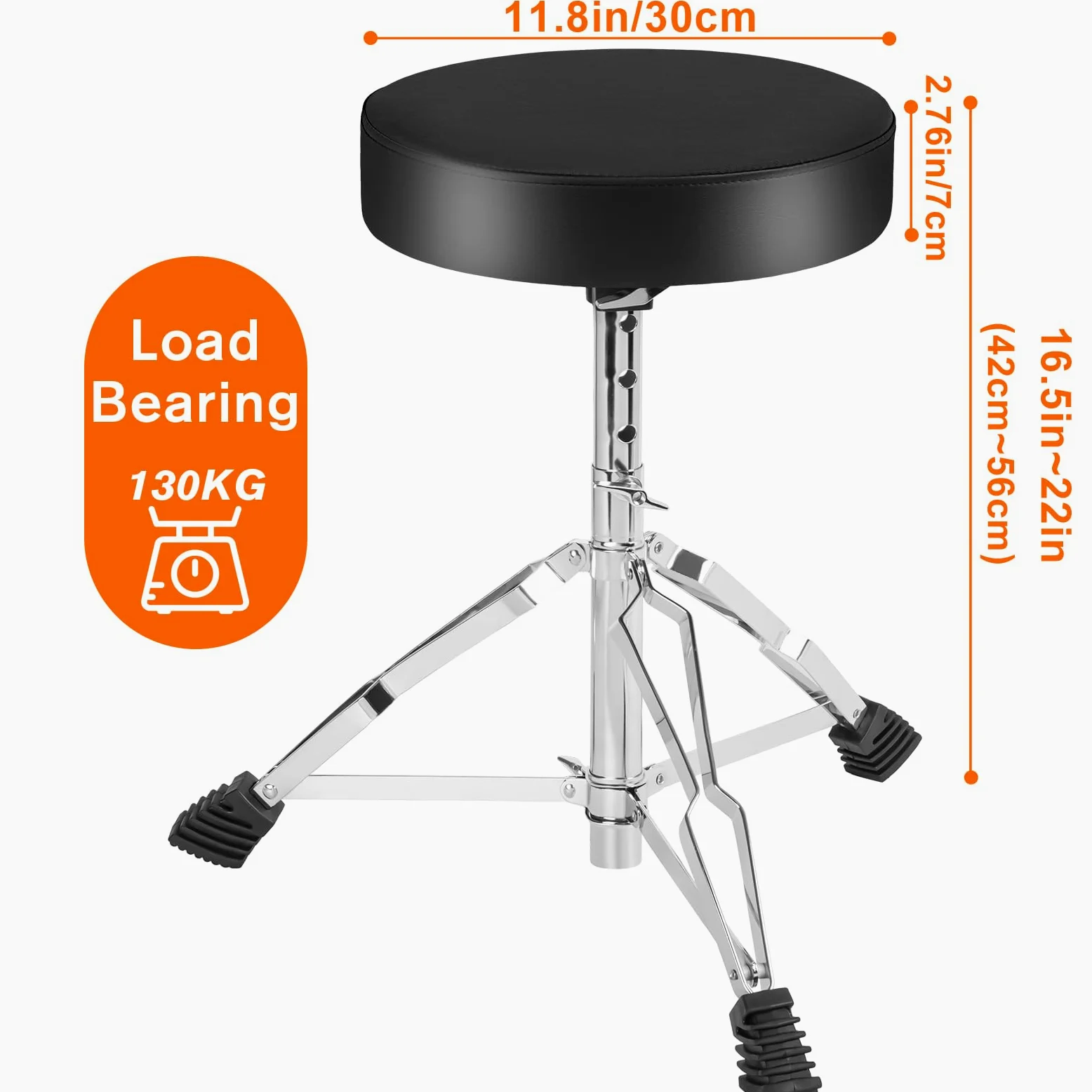 AKOZLIN Schlagzeughocker höhenverstellbar 42-56cm Gepolstert Faltbar Rutschfeste Füße