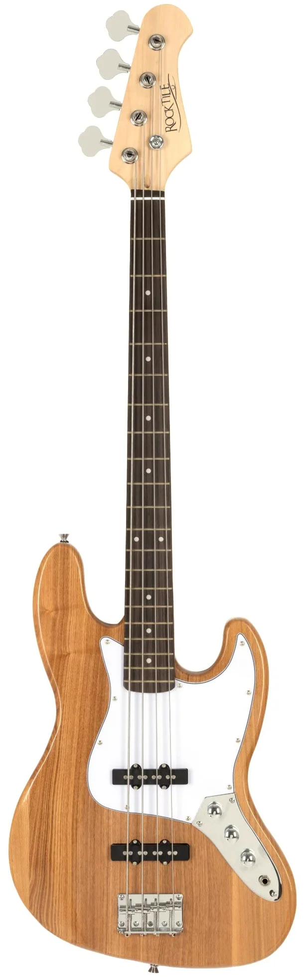 Rocktile Pro JB-30PR Ashwood E-Bass - Jazz-Style E-Bass - Body: Esche - Hals: Ahorn - Griffbrett: Engineered Wood - 2 Single-Coil Tonabnehmer - 2 Volume-/ 1 Toneregler - Natur