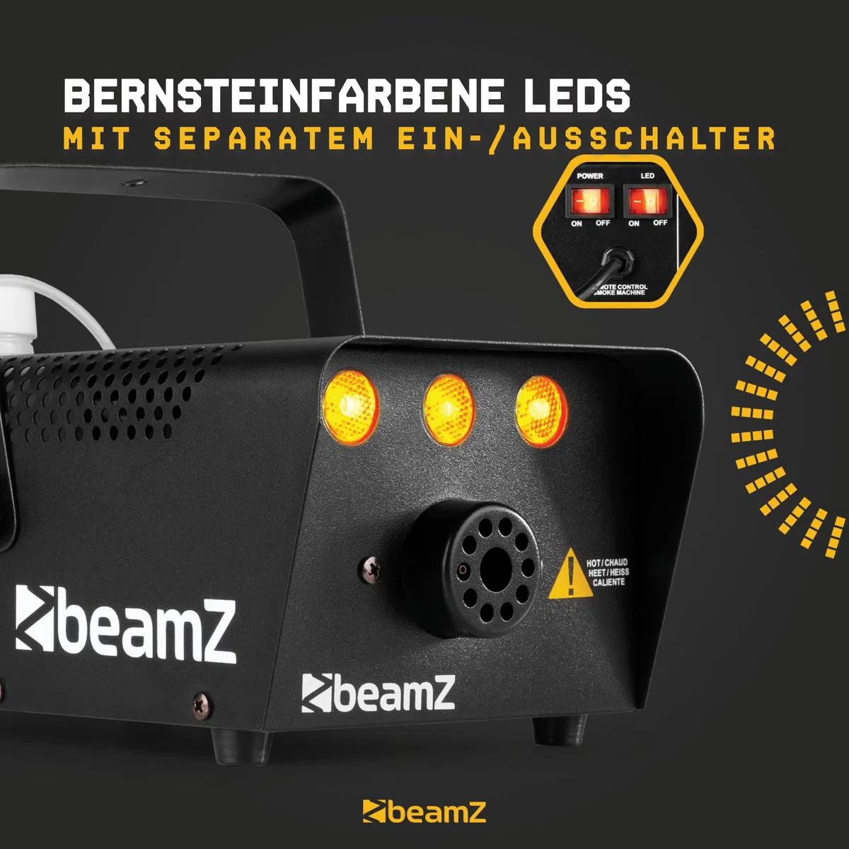 BeamZ S700-LED Nebelmaschine mit LED Flammeneffekt 700 Watt, Fogger, Party Rauchmaschine, Fog Machine, Kabelfernbedienung, Disco Partynebel für DJs, Hauspartys, Hochzeiten, Veranstaltungen