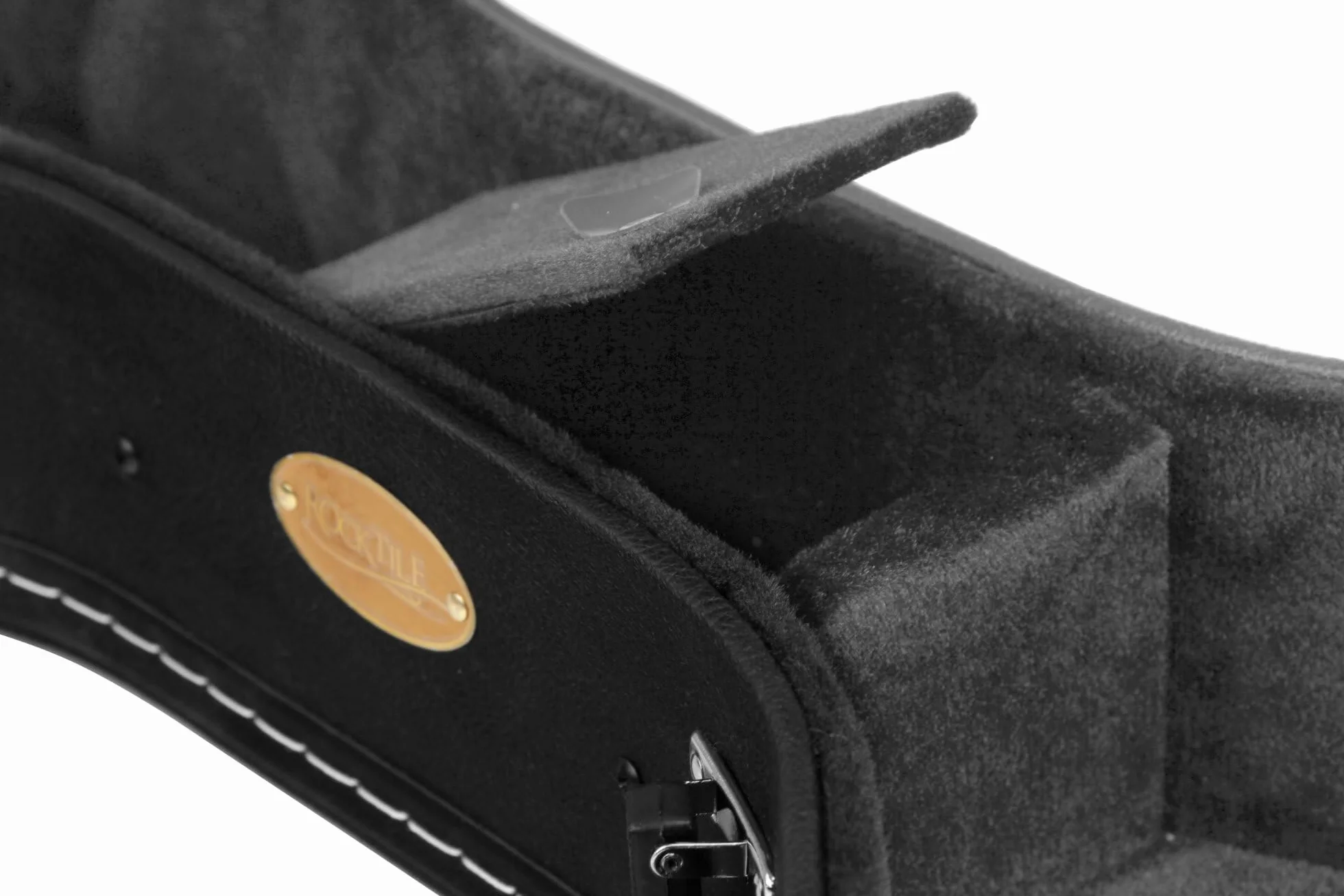 ROCKTILE 4/4 Gitarrenkoffer Deluxe (für Westerngitarre, Konzertgitarre und Klassikgitarre, integriertes Innenfach Abschliessbar) schwarz