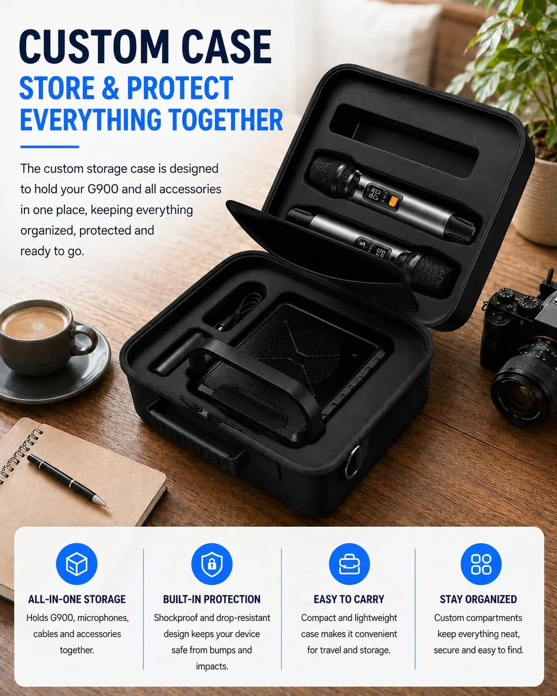 Sprachverstärker mit Mikrofonen kabellos & Tragetasche, Karaoke-Maschine tragbar mit Bass Boost, USB/TF/AUX/FM, Bluetooth-Lautsprecher PA-System für führungen,Erwachsene,Kinder