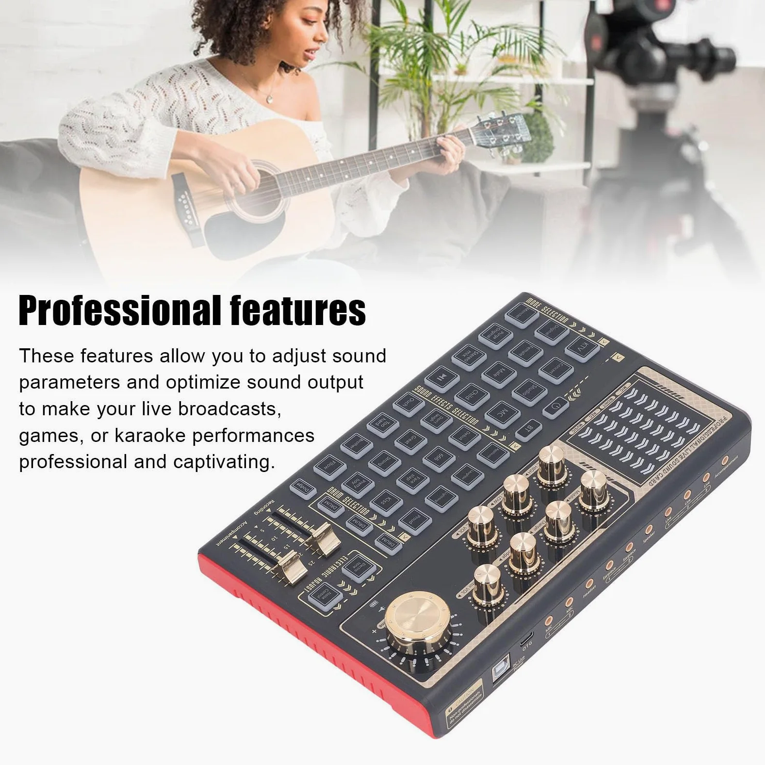 Live Sound Card, Portable Sound Mixer with Voice Changer, Audio Mixing Console for Live Streaming Recording Accompaniment